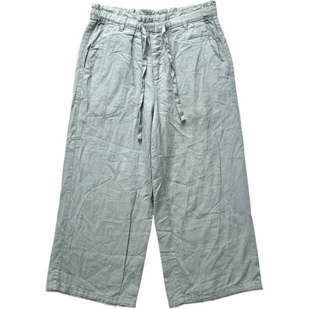 Cloth & Stone Anthropologie Sage Green 100% Linen Wide Leg Cropped Pants M